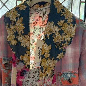 Blue Velvet NWT Quilted Patch Accents and beautiful button detail.